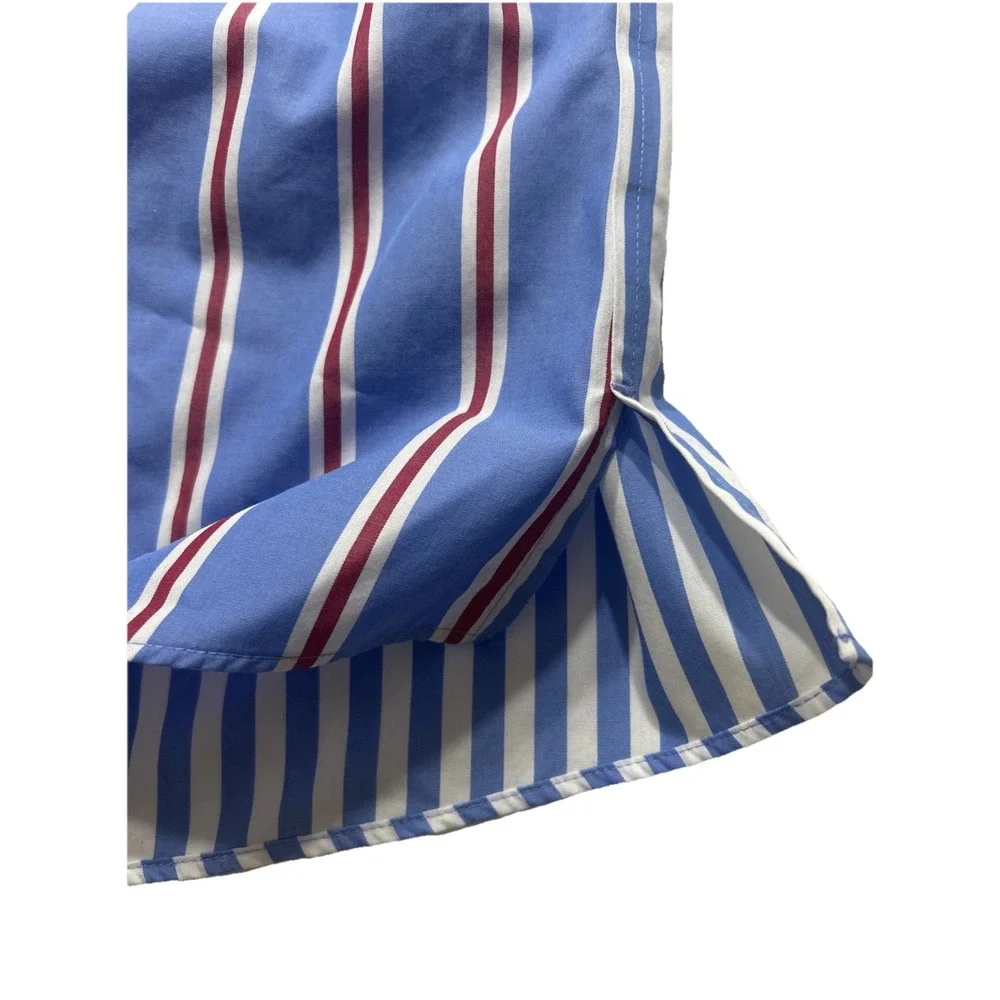 Lands End‎ Women's Red/White/Blue Vertical  Striped Button Up, Sz 18, 3/4 Length - Picture 2 of 9